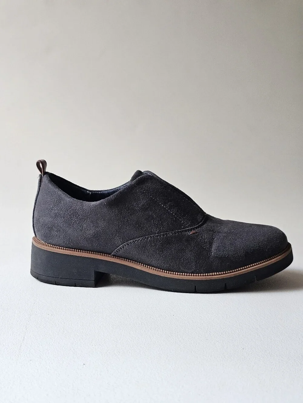 Dr. Scholl's Glisten Slip On Derby Oxford Shoes Gray Fabric Comfort Loafers 8.5